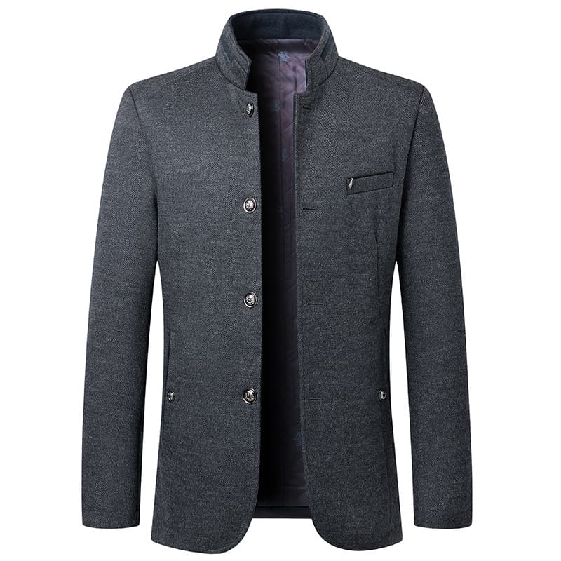 Autumn and Winter New Men's Stand Collar Business Wool Coat Fashion Middle-Aged Wool Coat Cross-Border Wool Coat
