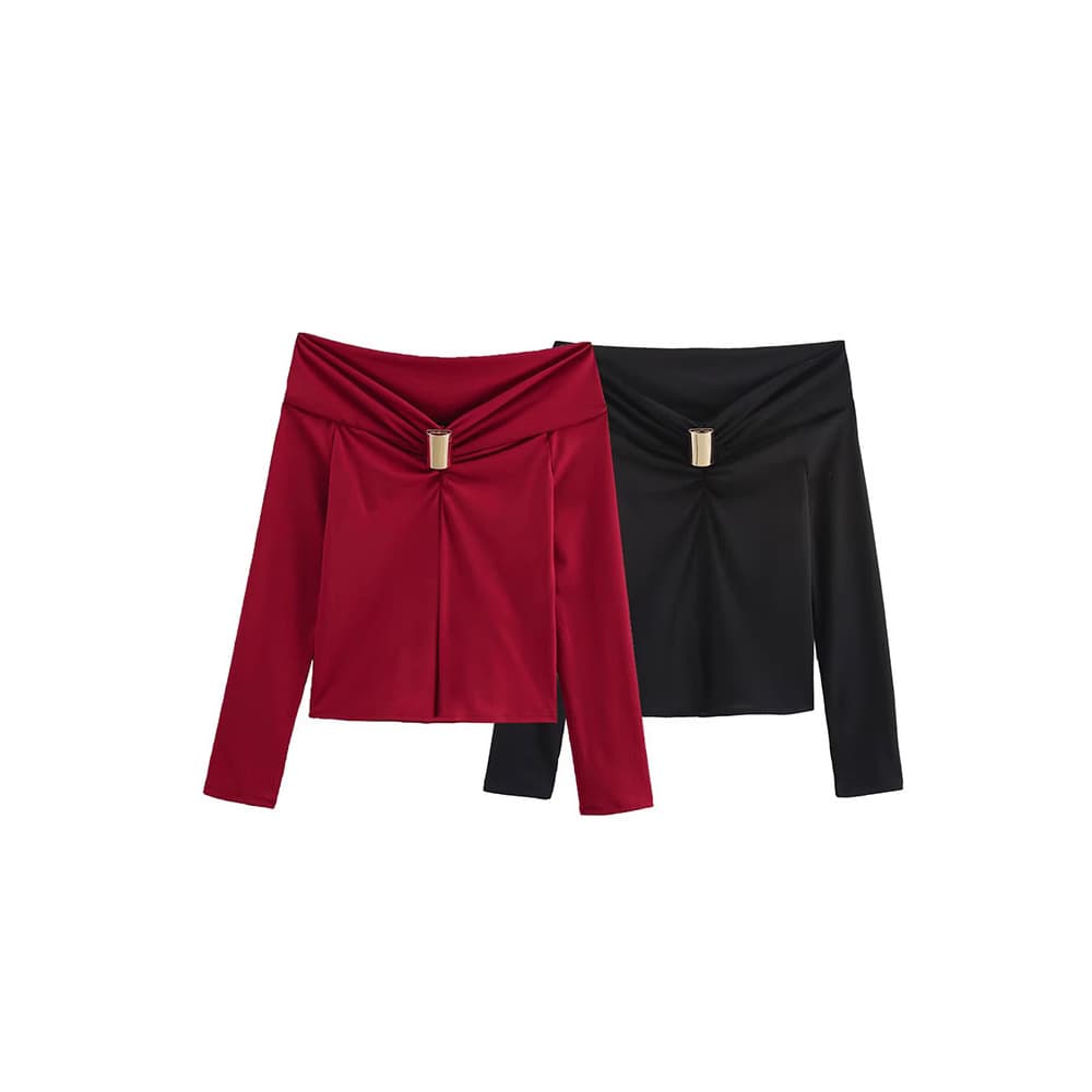 Women's 2025 Spring/Summer Off-Shoulder Elegant Design Fashionable Versatile Minimalist Inner Top