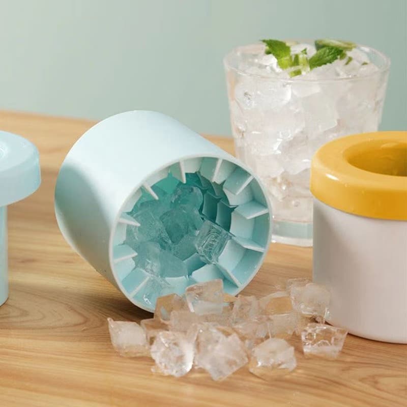 Cylindrical Silicone Ice Cube Mold Squeeze Ice Cup Home Easy Release Ice Tray Quick Freezer Ice Bucket Ice Box Wholesale