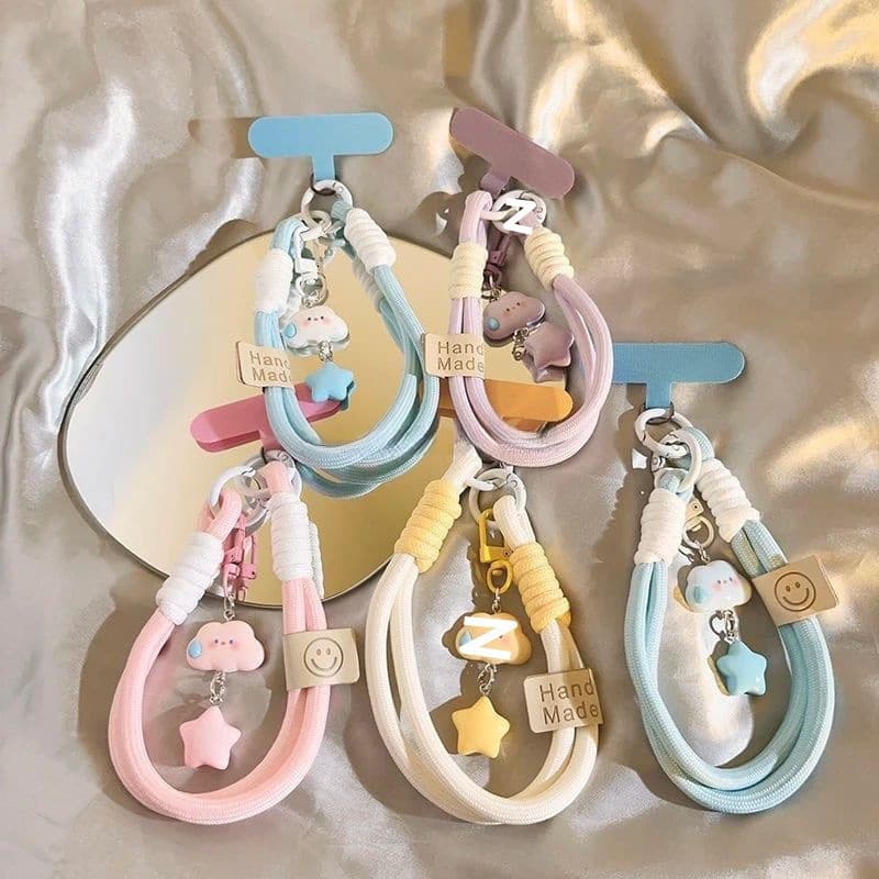 Speechless Cloud Star Phone Lanyard Wrist Strap Short Camera Necklace Pendant Keychain Universal Hand Strap