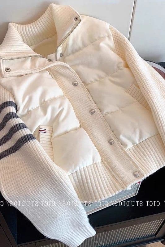 Bargain Tag-Cut Women's Clothing Small Fragrance Style Knit Patch Short Thickened Warm Cotton Coat