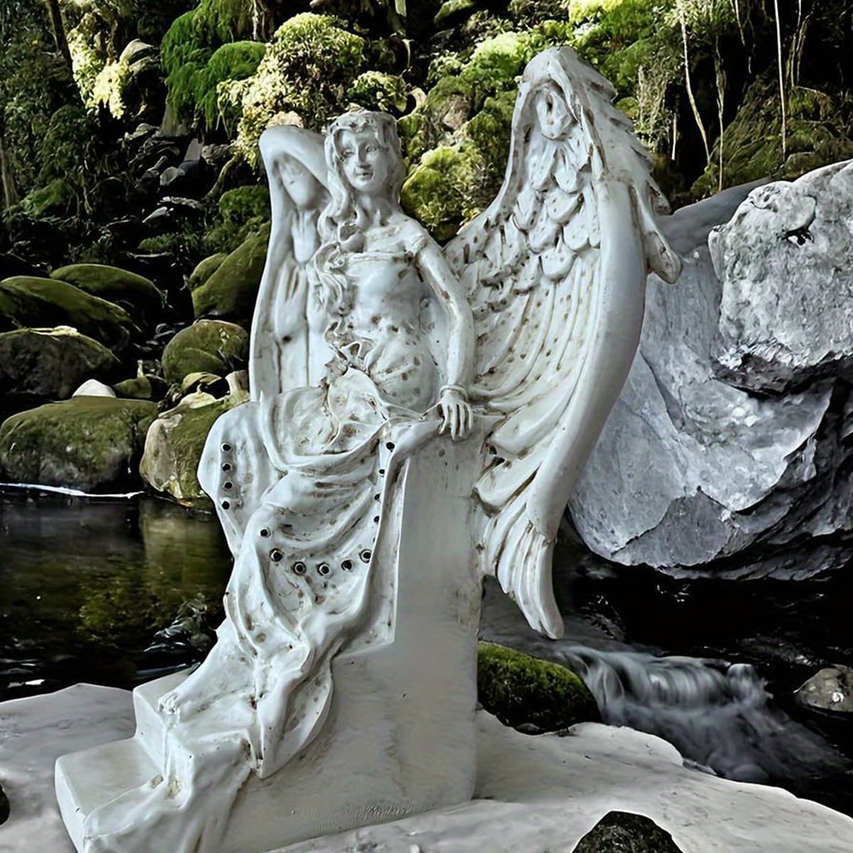 Angel Statue - Garden Staircase Decoration Memorial and Redemption Ornament Resin Decoration for Home and Living Room Decoration