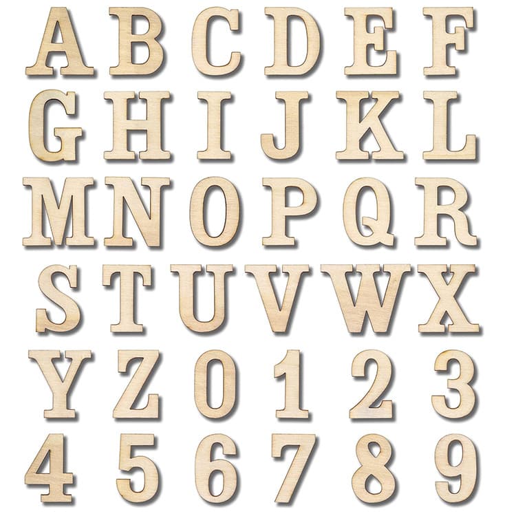 Cross-border Wooden 26 English Letters Creative 10pcs Number Wood Chips DIY Laser Cut Wooden Decorations