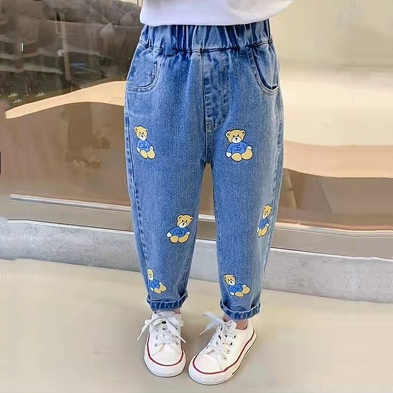Girls' Jeans for Toddlers and Kids, Spring/Autumn 2024 New Style, Children's Casual Pants, Baby Pants for Outdoor Wear