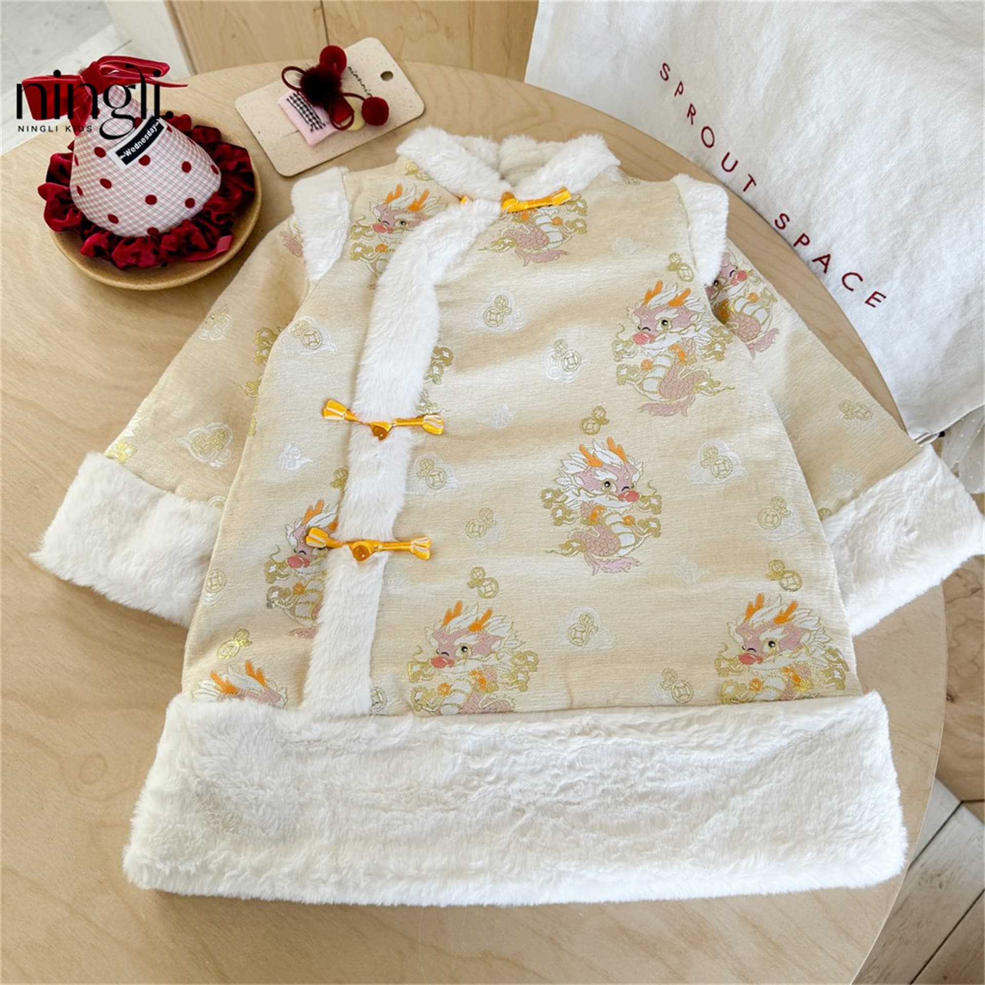 Ningli New Year's greetings for girls New Year's Day children's festive cheongsam dress performance clothing dance performance clothing Chinese style