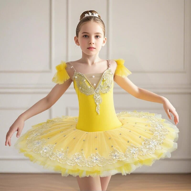 Children's Swan Dance Strappy Ballet Skirt, Swan Lake Tutu Skirt, Children's Sequined Professional Ballet Tutu Skirt
