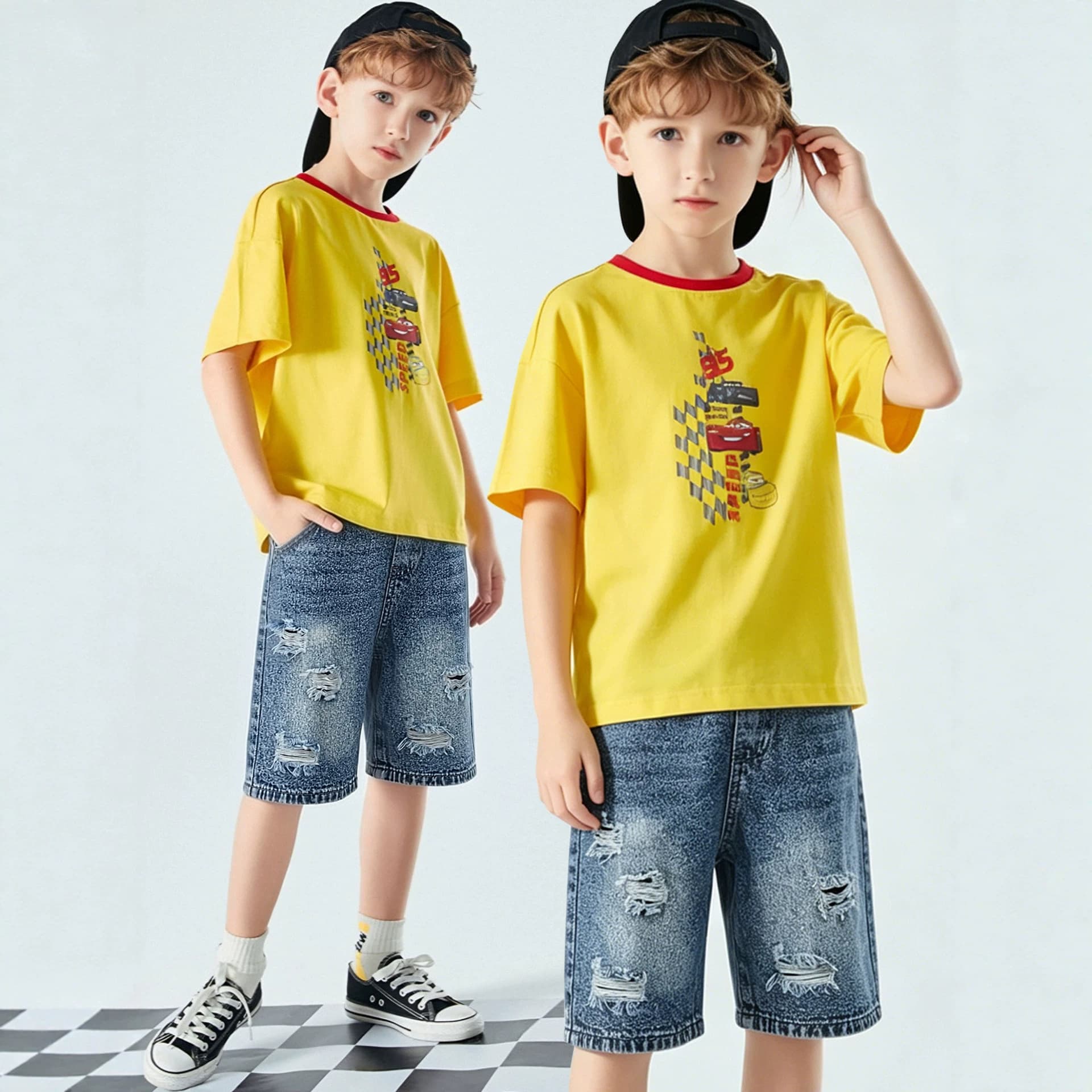 Summer Boys Streetwear Wholesale European and American Style Distressed Ripped Denim Kids Shorts