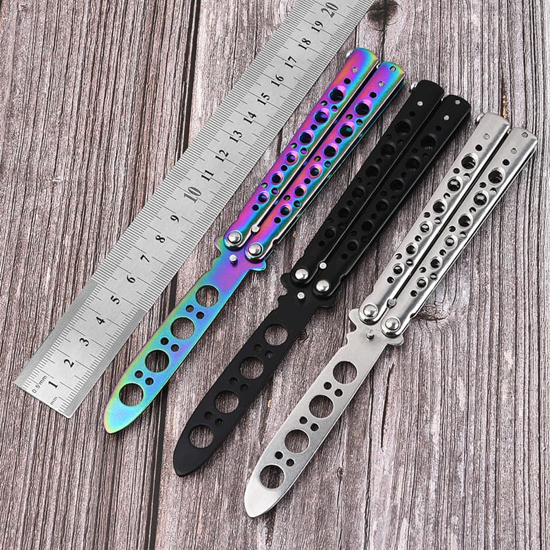 Factory Foldable Unsharpened Butterfly Practice Knife Outdoor CSGO Butterfly Knife Portable Hand Movement Training Tool