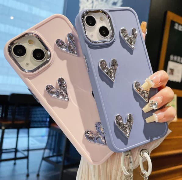 Suitable for Apple 17PROMAX metal photo frame silver love tpu mobile phone case iPhone7/16 mobile phone case