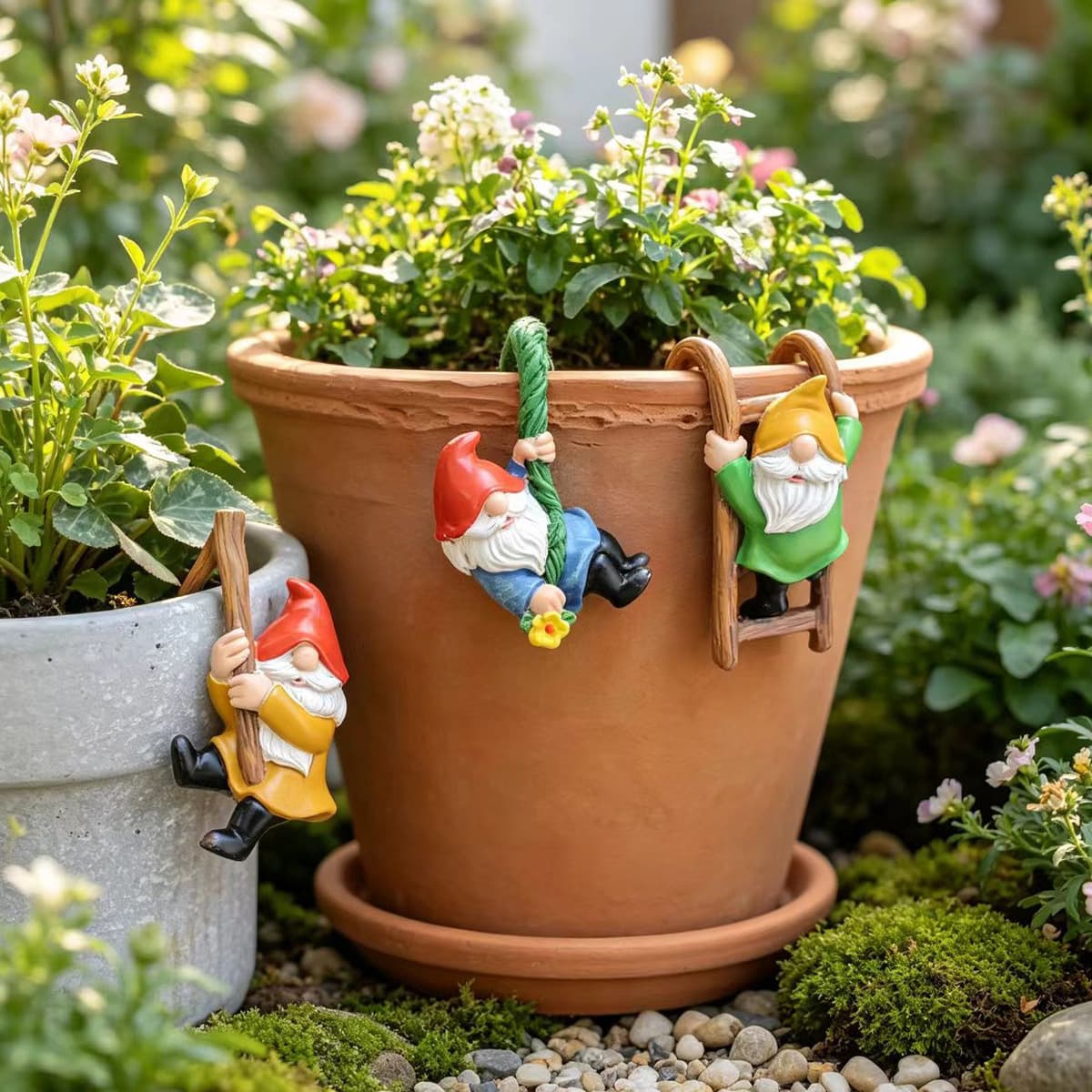 Amazon dwarf potted plant pendant creative resin garden elf dwarf ornaments outdoor courtyard wall hanging ornaments