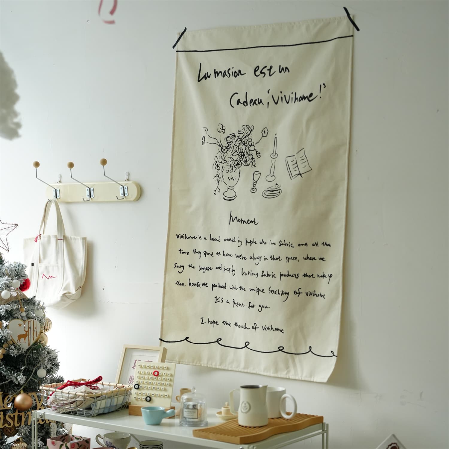 Ins Korean-style vase hanging cloth, minimalist chic napkin background fabric