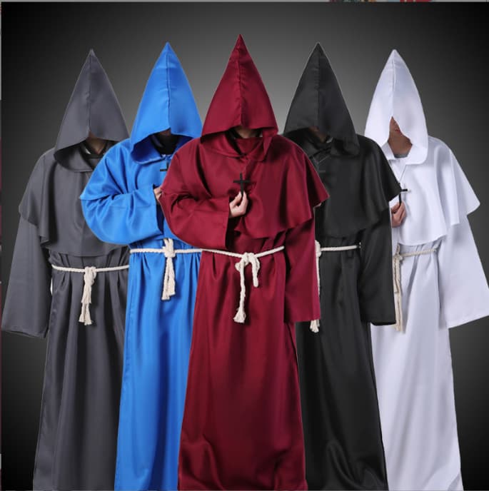 Halloween Cosplay Medieval Monk Robe Wizard Robe Priest Robe COS Costume Stage Costume