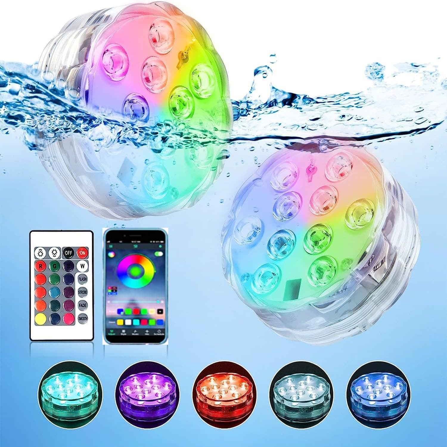 LED diving light APP remote control waterproof magnetic pool light RGB colorful underwater light aquarium fish tank waterproof light