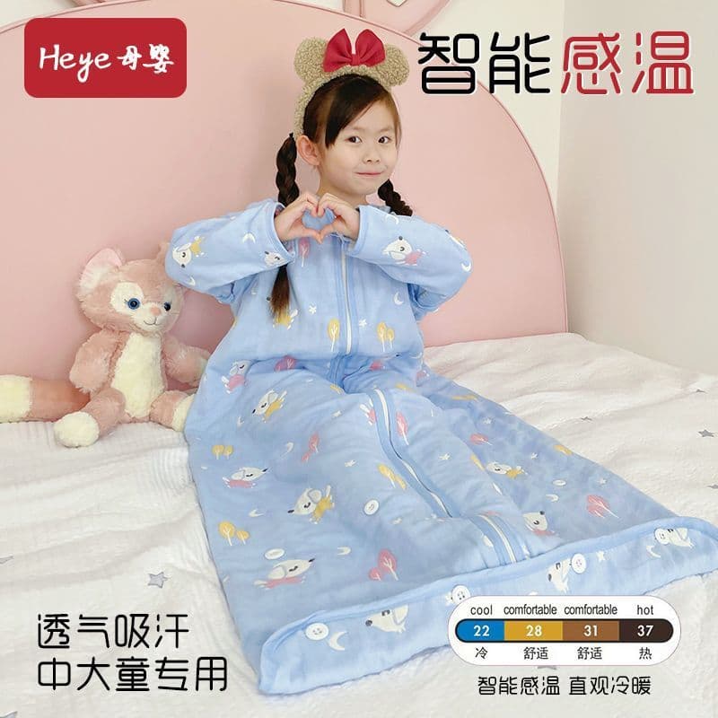Gauze Baby Sleep Sack Children's Summer Thin Medium-Large Kids Air-Conditioned Room Anti-Kick Blanket for Ages 6-12 Spring Autumn Wholesale