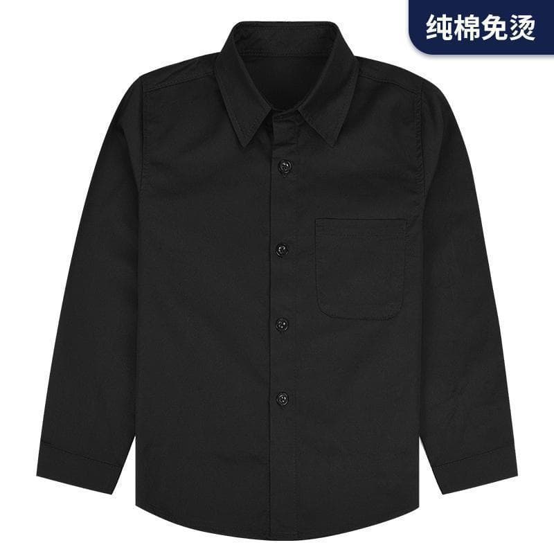 Children's Black Shirt, Boys Black Shirt, Long Sleeve Performance Shirt, Student Shirt, Middle and Big Kids Performance Wear