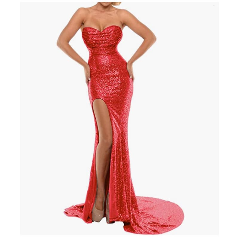 2026 New Sexy High Slit Elegant Small Train Long Evening Dress for Host Performance Summer