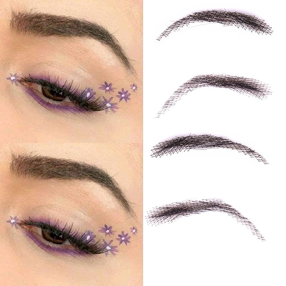 Women's Wig Eyebrows Hand-Woven Real Hair Chinese Style Willow Eyebrows Real Hair Hooked Eyebrows Invisible 3D Eyebrows for Women
