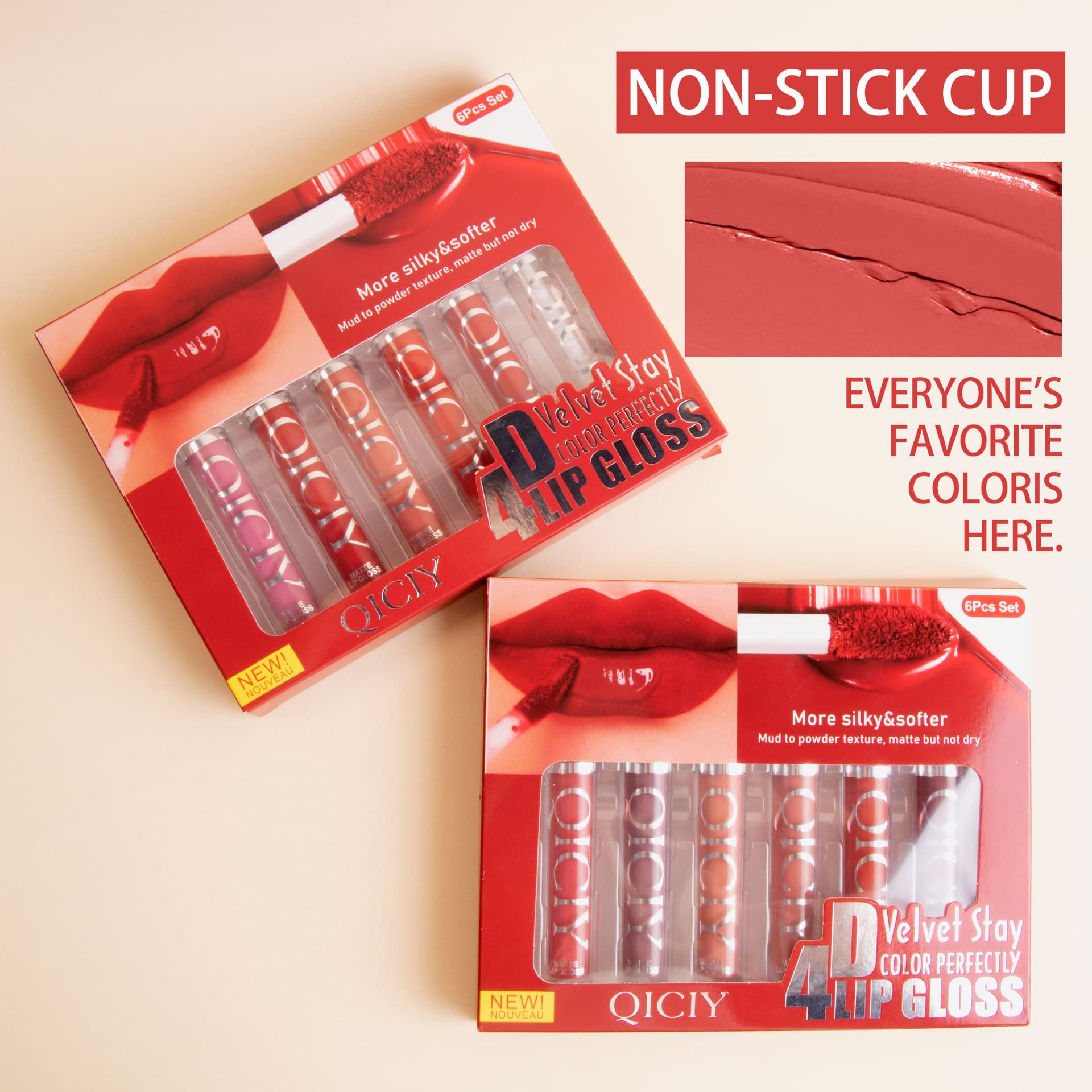 Cross-border Exclusive QICI Matte Velvet Liquid Lipstick Set Amazon Best-seller New Makeup Non-smudge Lip Gloss