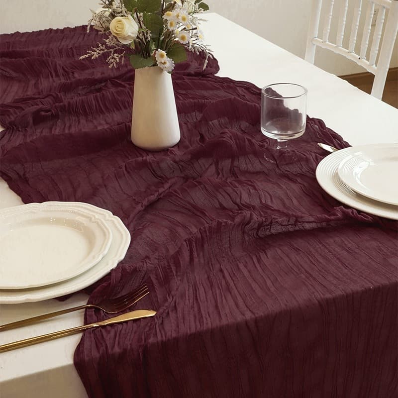 Crinkled Bali Gauze Table Runner Bohemian Style Table Runner European Twisted Tablecloth Cross-border Wedding Party Decoration