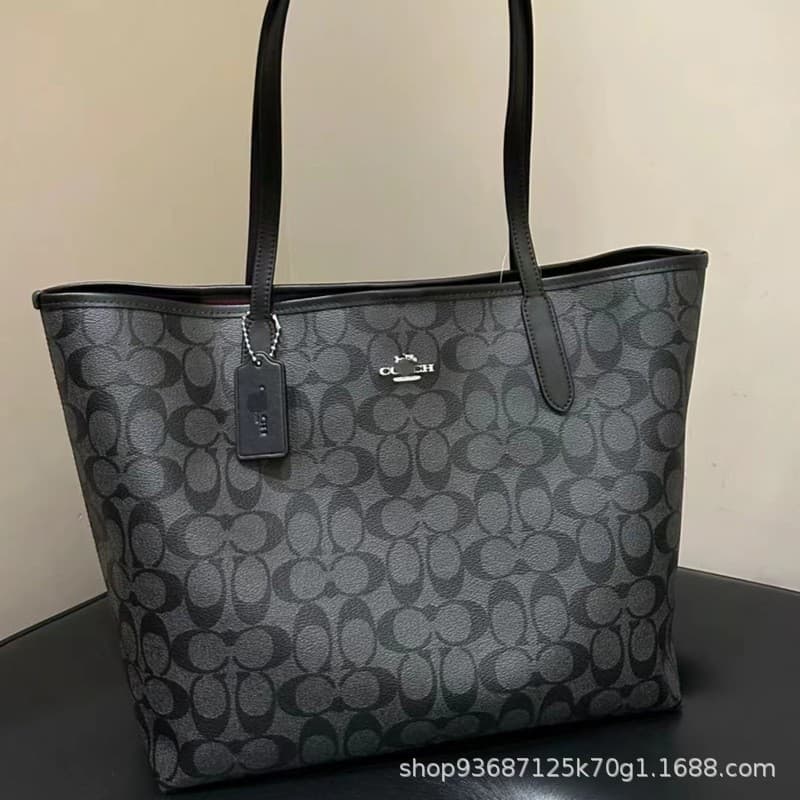 Coach C City 33 Magnetic Snap Monogram Tote Large Capacity Shopping Bag Shoulder Handbag Commuter Underarm Women's Bag