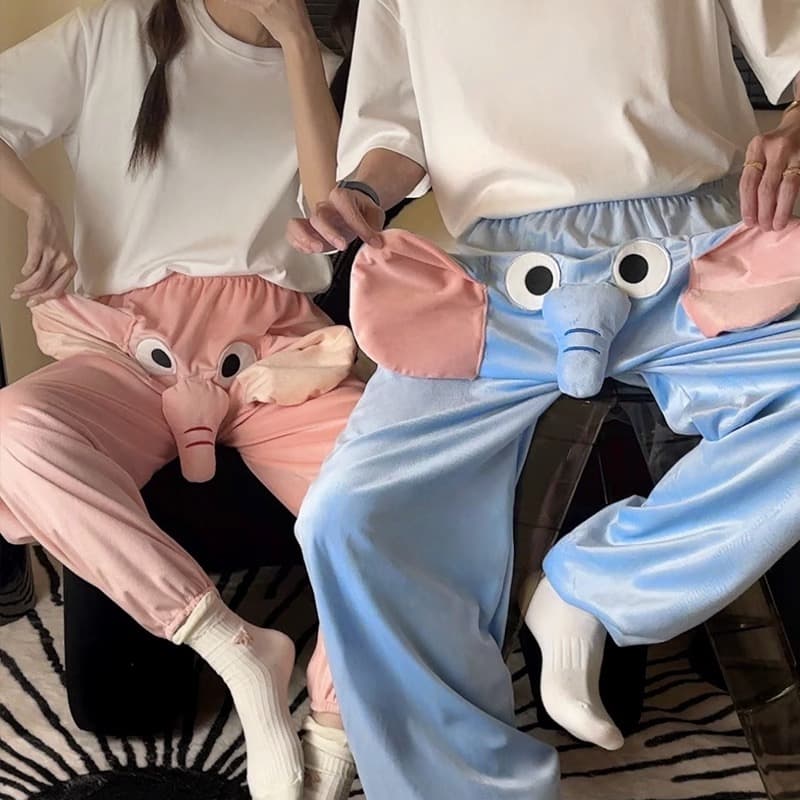 Autumn/Winter Couple Sleep Pants, Net Red Bull Elephant Nose Sound Men's Single Pants, Weird Women's Cute Warm Proxy