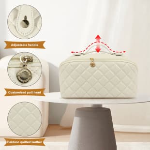 Cross-Border Exclusive High Appearance PU Pillow Bag Large Capacity Portable Quilted Cosmetic Bag Storage Bag Travel Toiletry Bag
