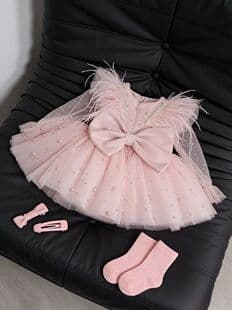 Treasure Item | Pink 1st Birthday Girl Dress Long-Sleeve Princess Tutu for Spring Party Performance