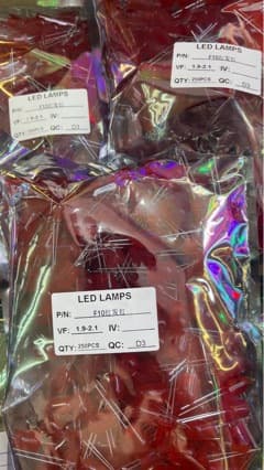 10mm red emitting red long-leg LED lamp beads, large stock, 250 pcs per pack, shipped immediately upon order