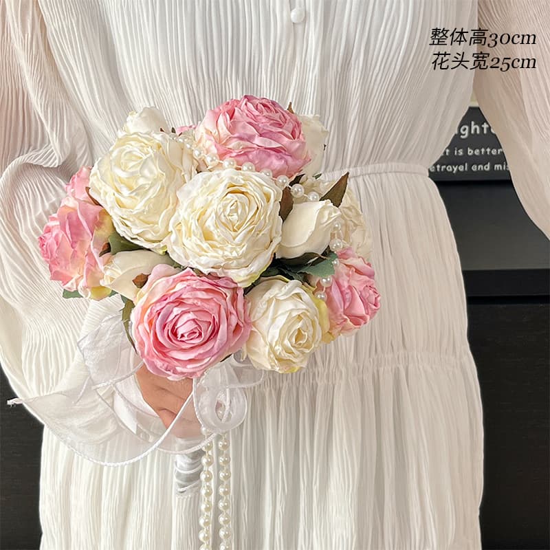 Premium Monet-Style Fake Flower Bouquet for Wedding Bride Hand Bouquet Photo Prop Photography Decoration Silk Flowers