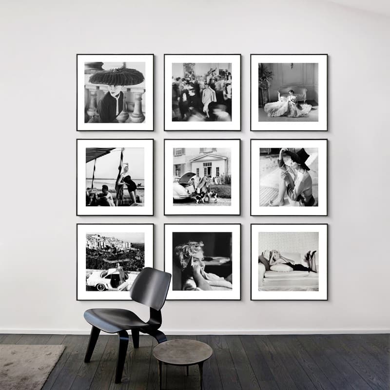 Audrey Hepburn Marilyn Monroe Black and White Photography Portrait Decorative Painting Modern Light Luxury Living Room Classic Square Wall Art Retro Art Wall