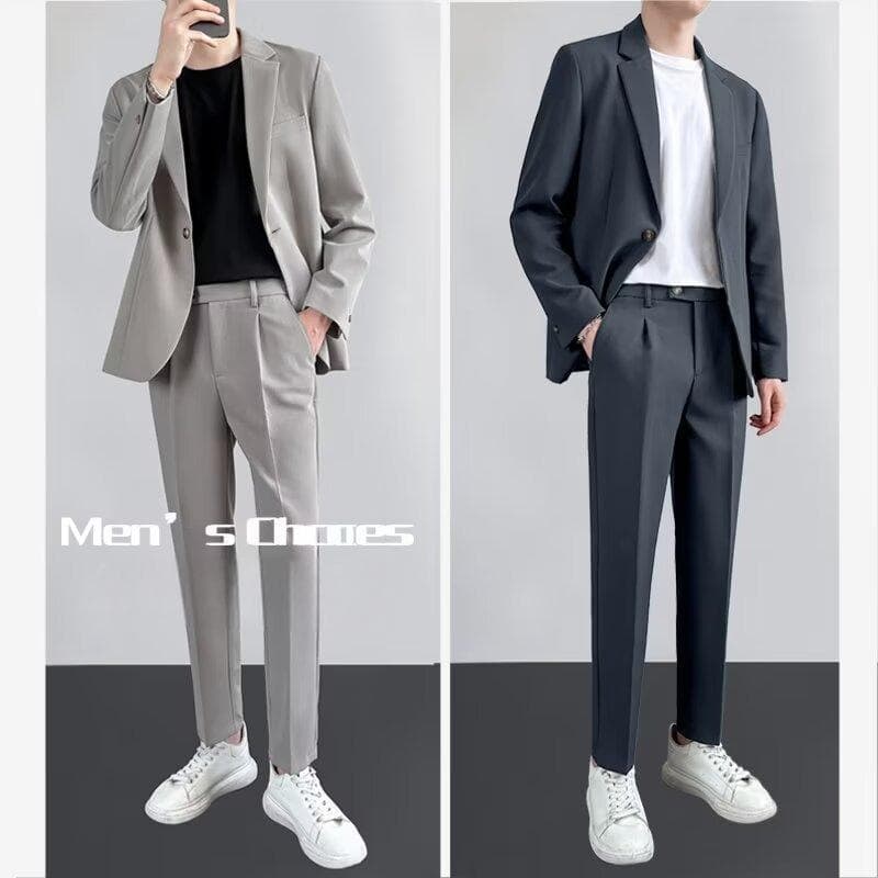 Spring/Autumn New Casual Blazer Suit Set for Men, High-End Korean Style, Slim Fit, Light Mature, Formal Blazer for Men