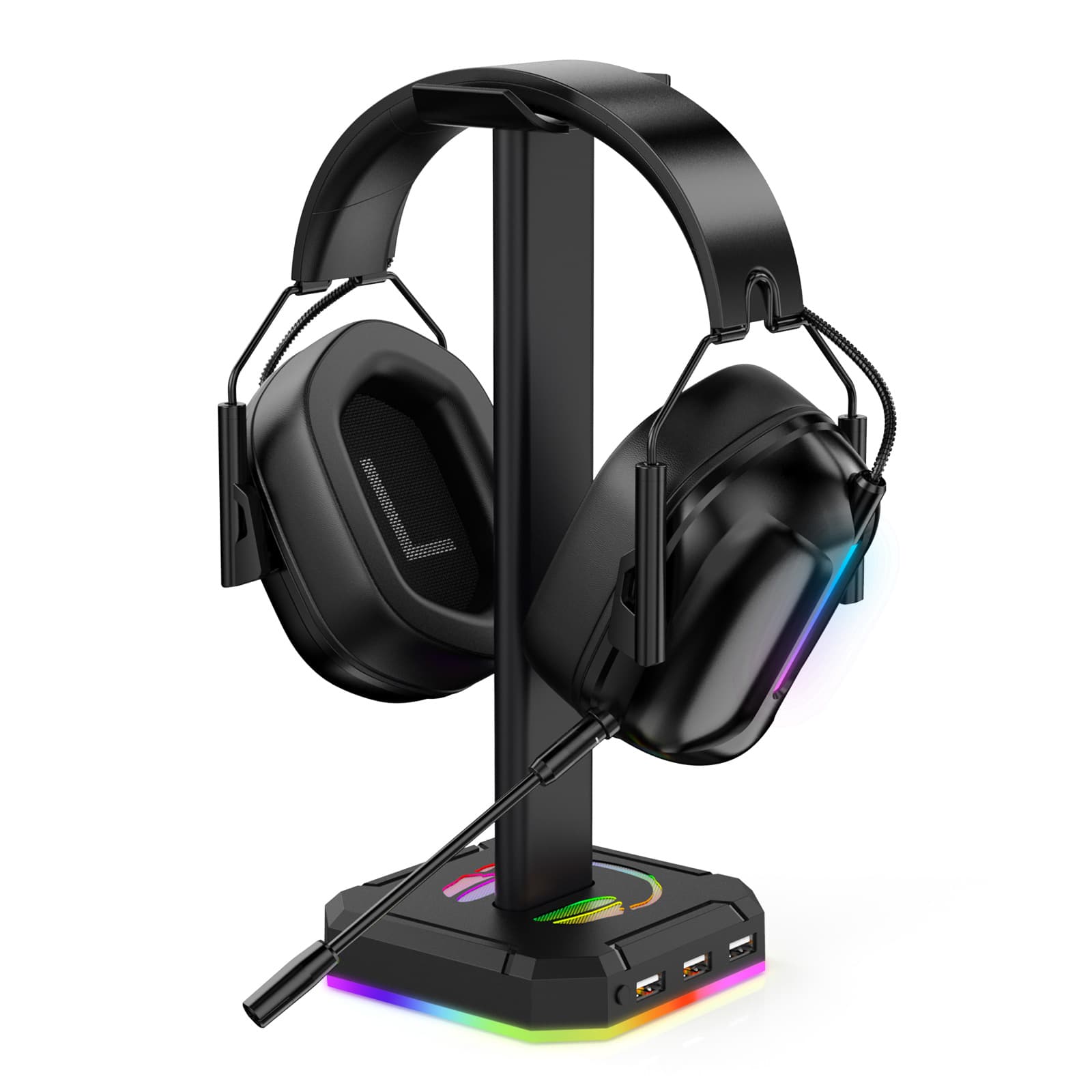 Zuoya RGB Gaming Headset Stand USB Desktop Overhead Display Rack for Esports Headphones Digital Computer Accessories