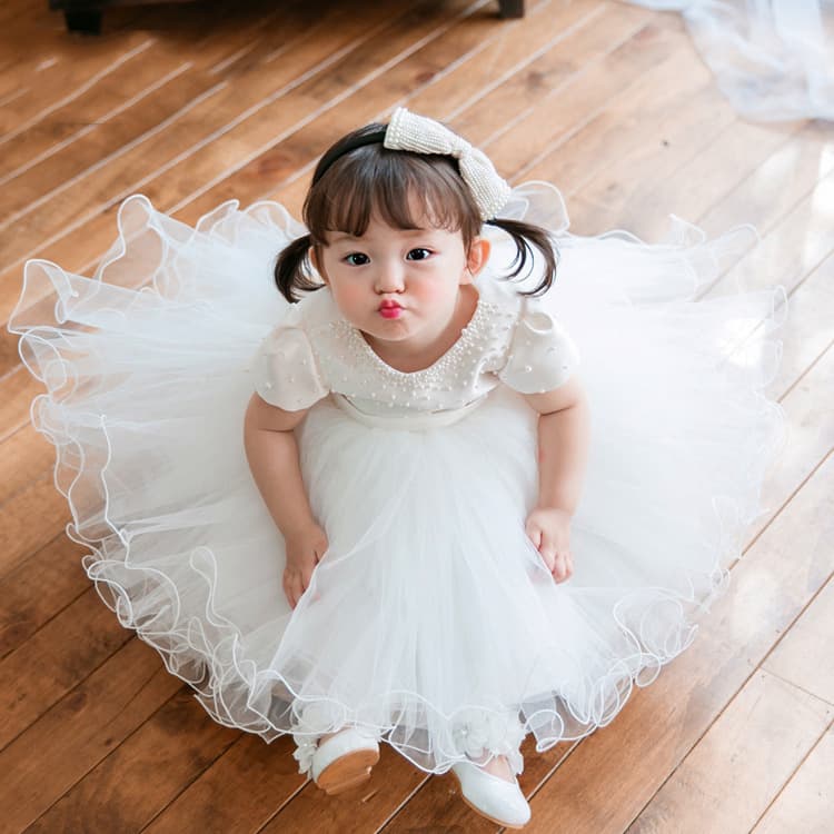 Children's Formal Dress Flower Girl Wedding Dress First Birthday Snow White Princess Dress Girls' Stylish Host Piano Performance Costume