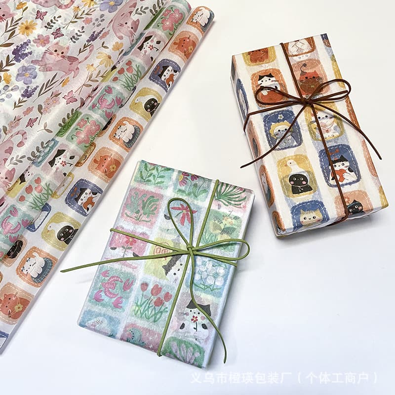 Cross-border direct supply of cat Sydney paper copy paper birthday high-looking French gift wrapping paper card packaging materials