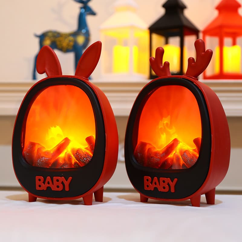 Cross-border New Cartoon Fireplace Simulated Fire Pit Lantern Ornament Antler Easter Bunny Ear Decoration Home Arrangement