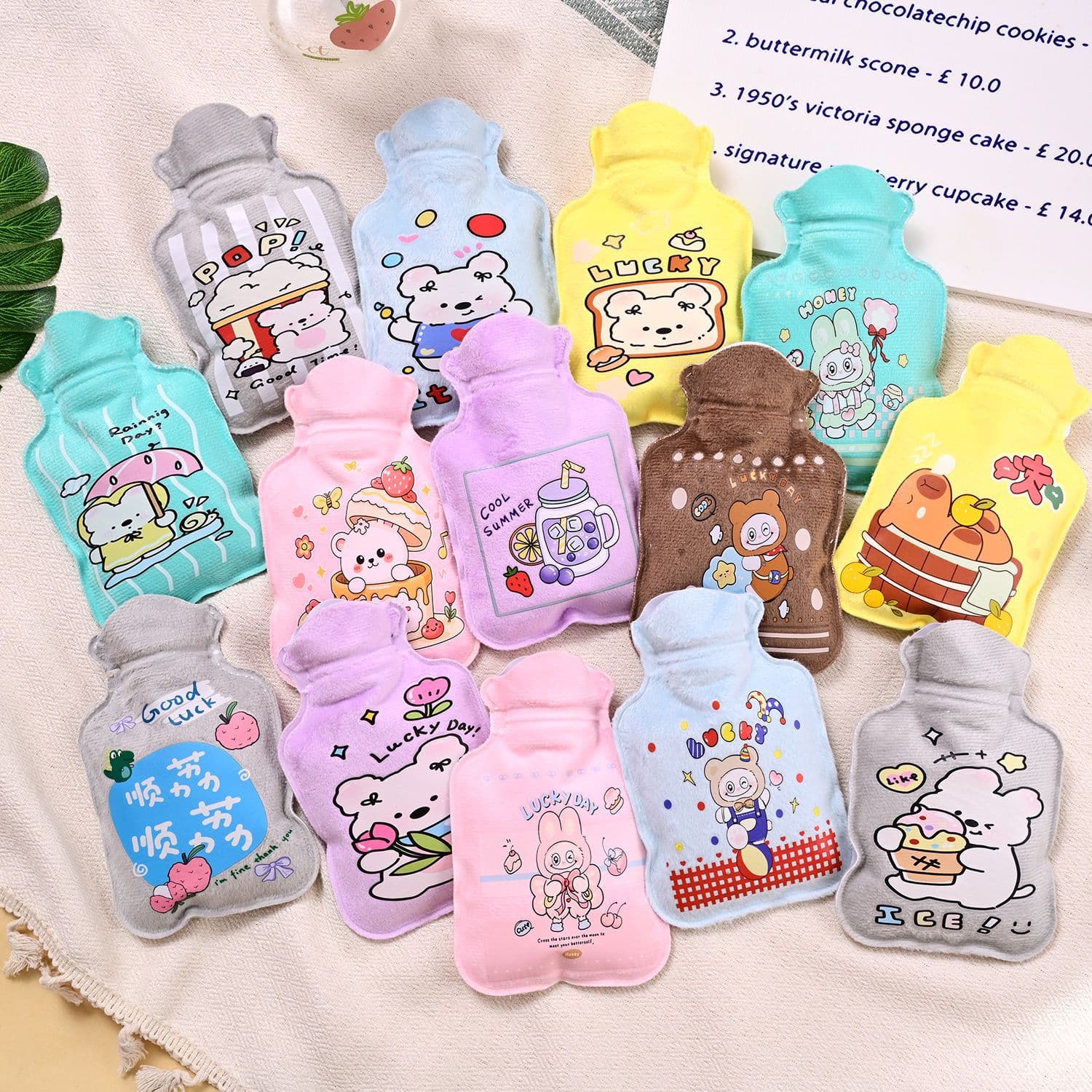 Small plush hot water bottle for warming belly and feet, thickened burst-proof design for bed warming