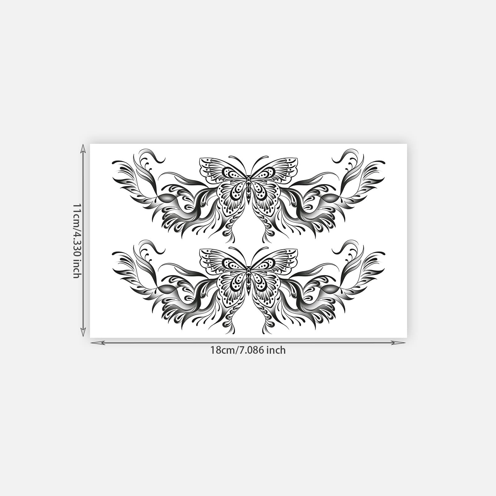 Cross-border Hot-Selling European and American Sexy Dark Style Personalized Succubus Wings Thorns Waist and Abdomen Butterfly Heart Tattoo Stickers