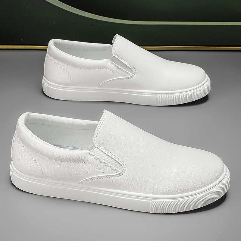 Men's Breathable Summer Flat Casual Sports Leather White Shoes Cross-border Direct Shipping