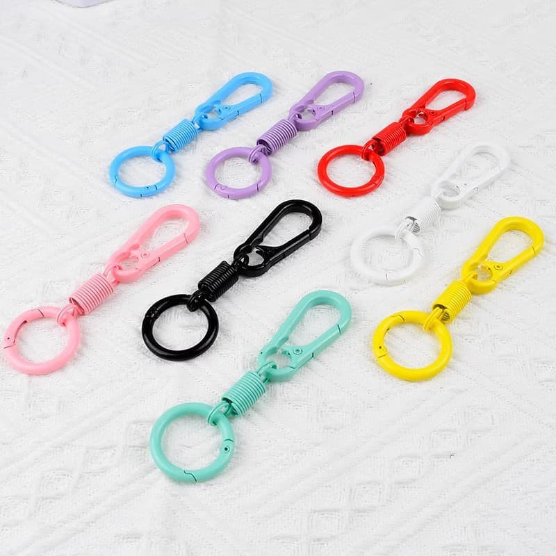 Spring-loaded Carabiner Keychain Breathable Aluminum Alloy Painted Trailer Keychain Simple Dopamine Color Keychain