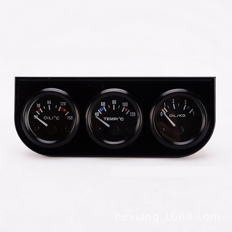 3-in-1 Car 52MM Oil Temperature + Water Temperature + Oil Pressure Tri-Gauge B735