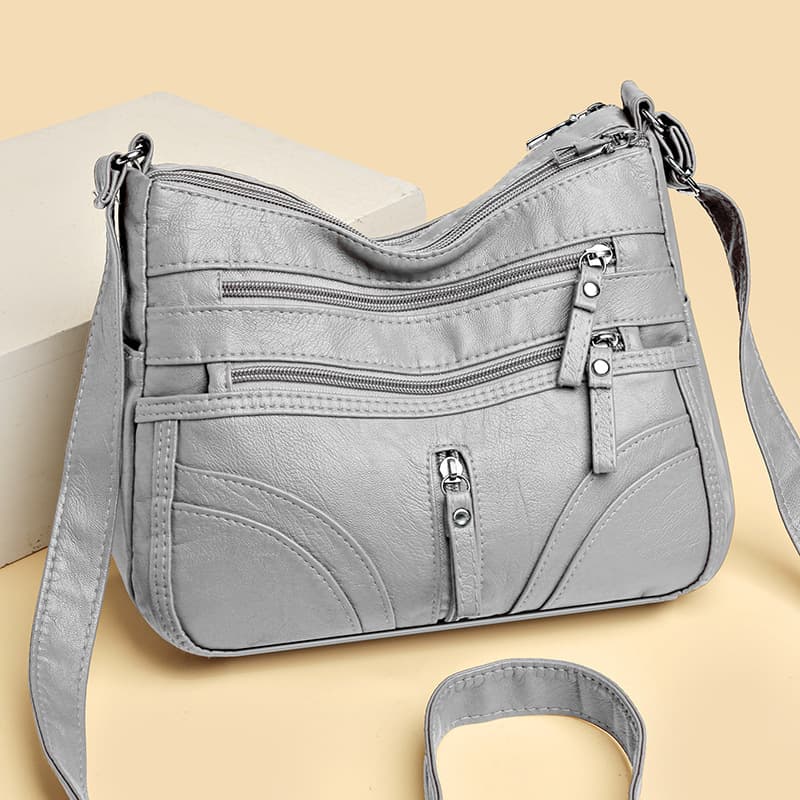 New cross-body fashion bag, versatile women's sling bag, stylish soft leather texture, large capacity shoulder bag, mom bag