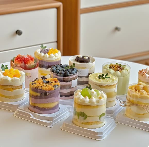 Triangle Cake Slice Packaging Box 8-inch Cut for 10 Mousse Thousand-Layer Cake Slices Transparent Anti-Fog with Fork Takeaway Box