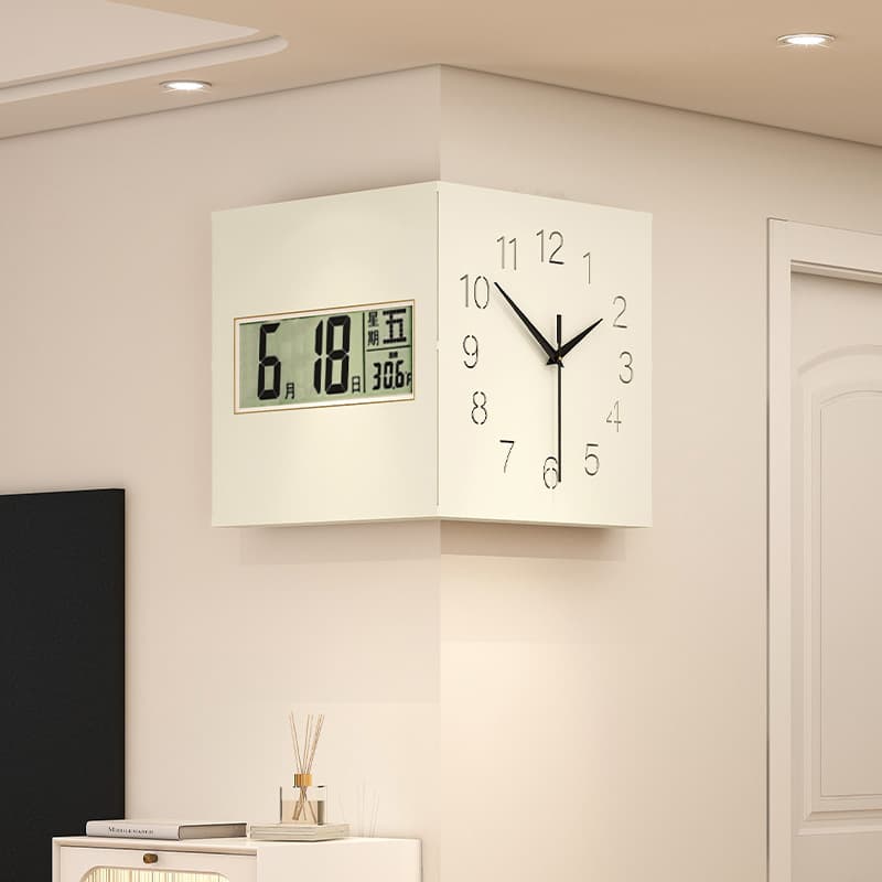 Corner Clock No Drilling Home Restaurant Decorative Corner Clock 2026 New Double-Sided Wall Clock Living Room High-End