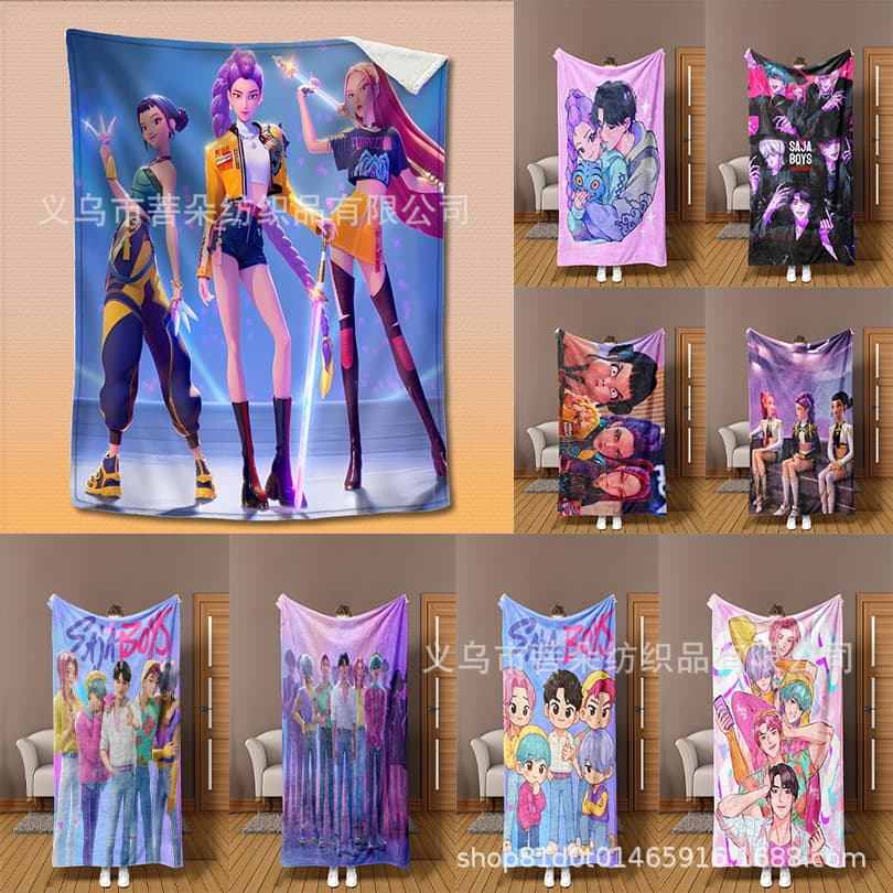 K-P male and female group themed printed blanket, flannel, comfortable and soft, welfare blanket, gift blanket.