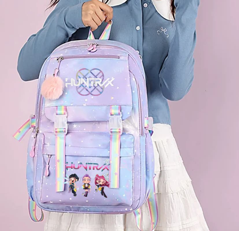 Kpop Demon Hunter Huntrix Backpack Children's School Bag Large Capacity Girls School Bag Lightweight Cross-Border Direct Supply