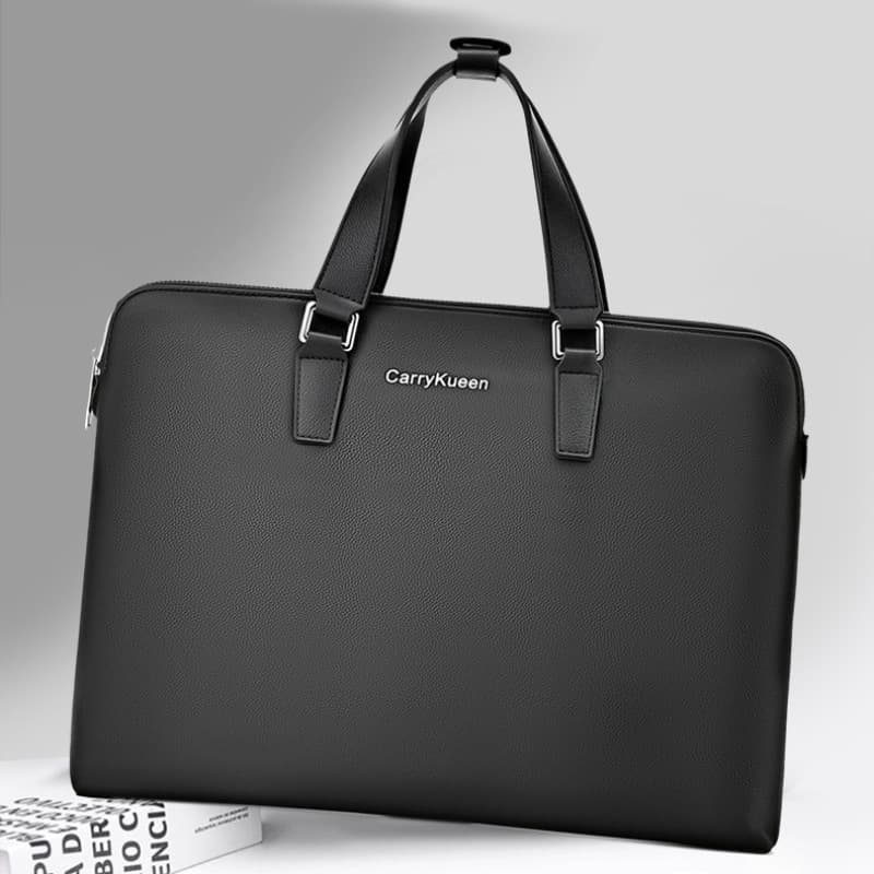 Men's Business Briefcase Handbag Large Capacity Laptop Bag Genuine Leather Document Bag Crossbody Bag with Printed Logo