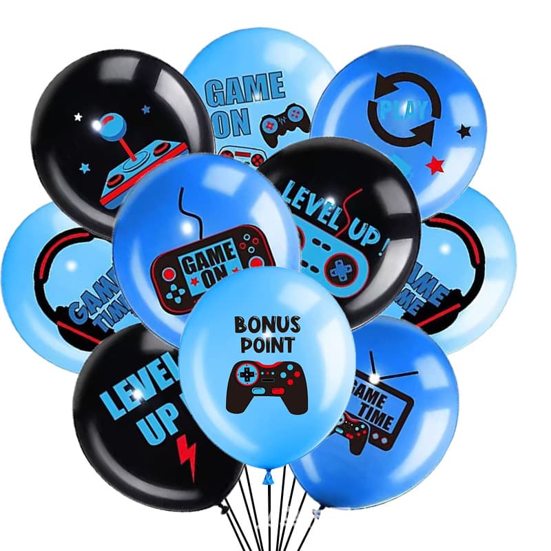 Cross-border 12-inch Thick Blue Black Game Controller Game On Matte Thick Latex Balloons Children's Toys