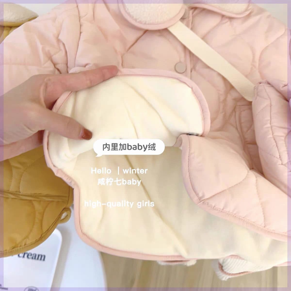 Girls Cotton Coat Winter New Children's Fleece-Lined Cotton Jacket Stylish Baby Autumn Mid-Thick Cotton Warm Outerwear