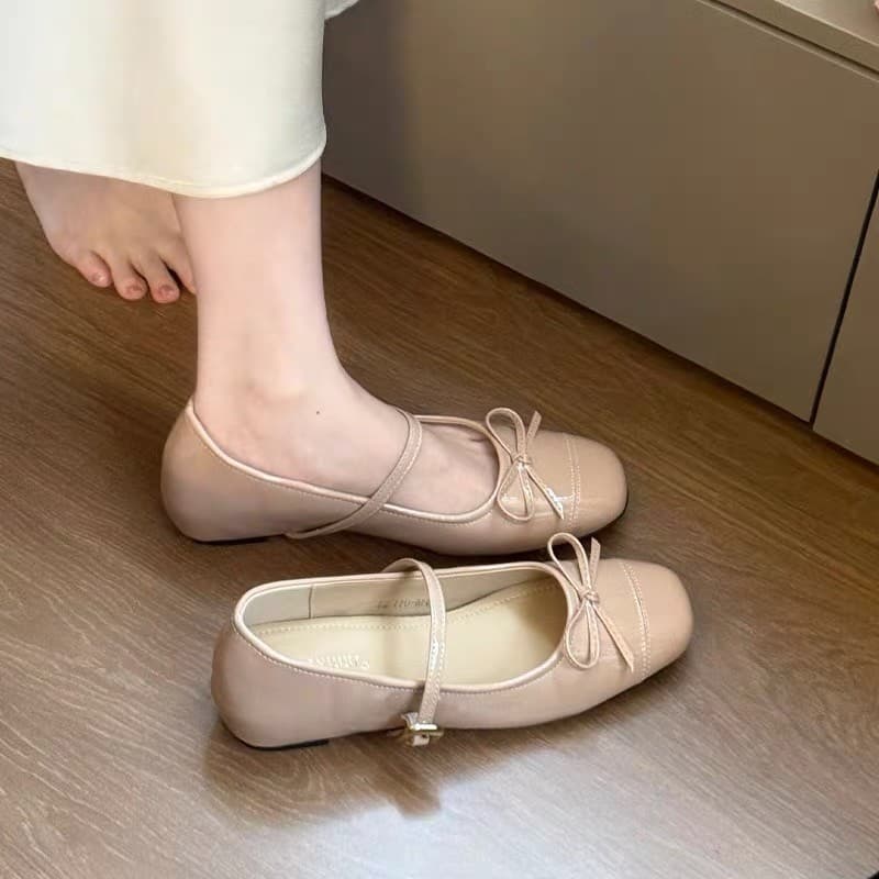 Elegant Ballet Mary Jane Flats for Women 2026 New Spring Summer Stunning French Style Leather Shoes to Match Dresses