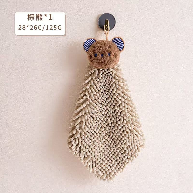 Adorable chenille kitchen cleaning thickened hanging towel, absorbent odor-proof quick-dry home viral hand towel